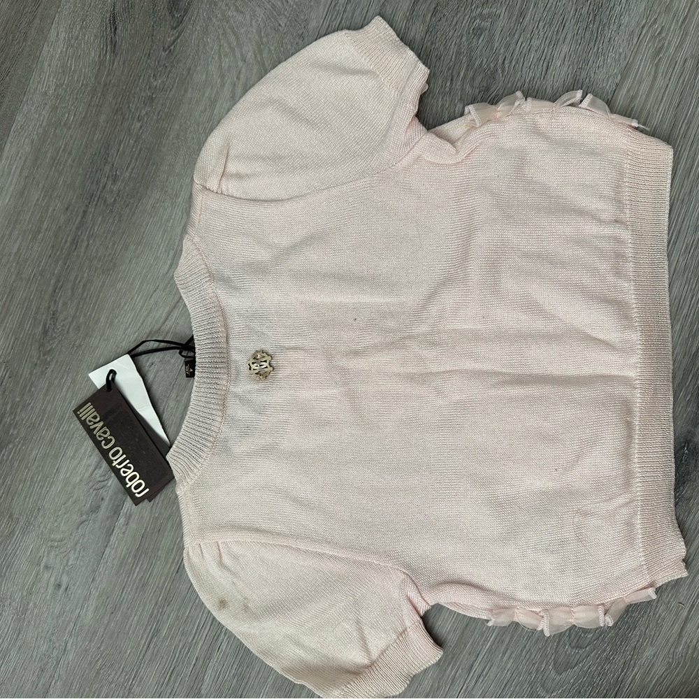 Roberto Cavalli Pink Ruffle Kids Cardigan 12months - Picture 4 of 5